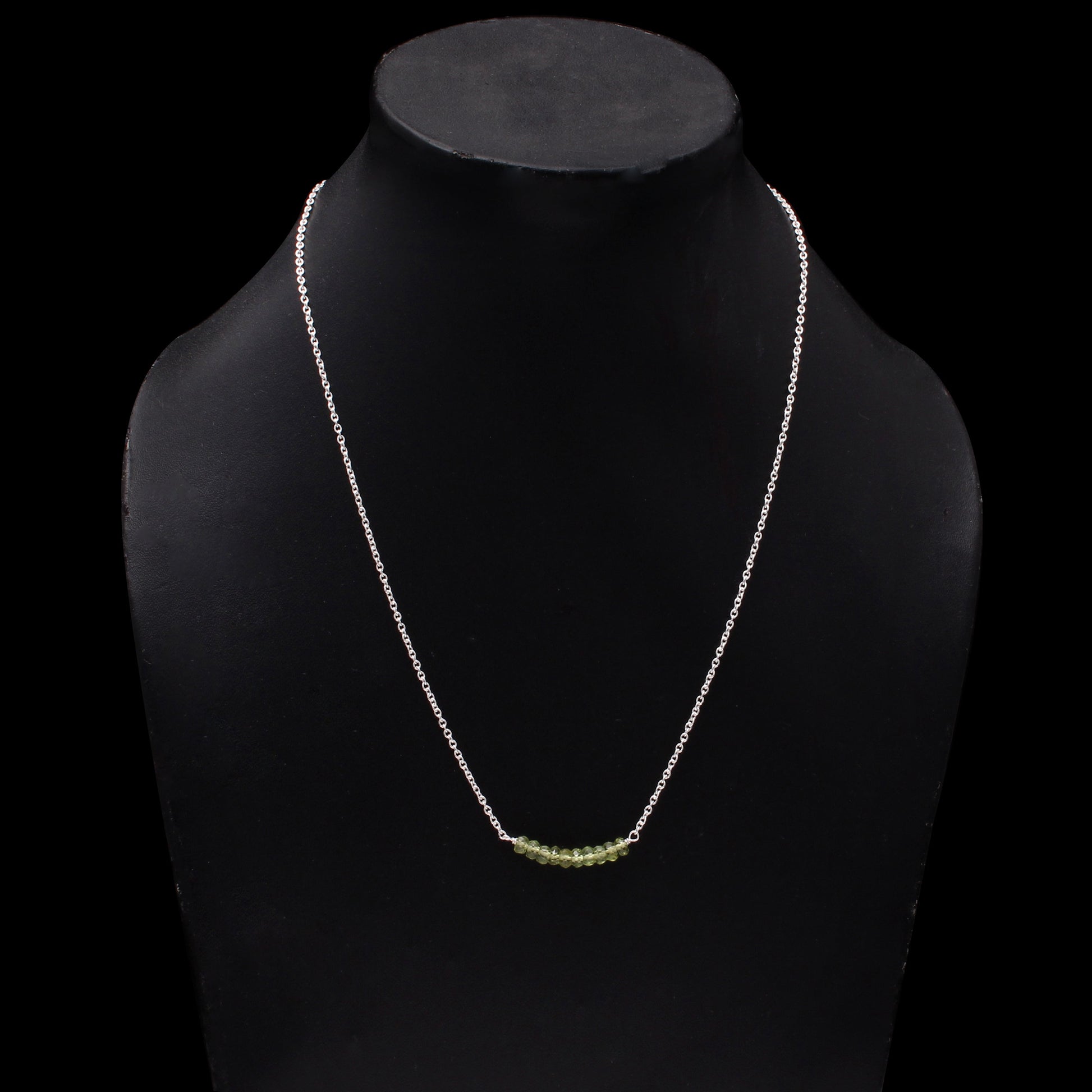 Peridot Studded Sterling Silver Minimalist Chain Necklace GemsRush