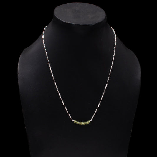 Peridot Studded Sterling Silver Minimalist Chain Necklace GemsRush