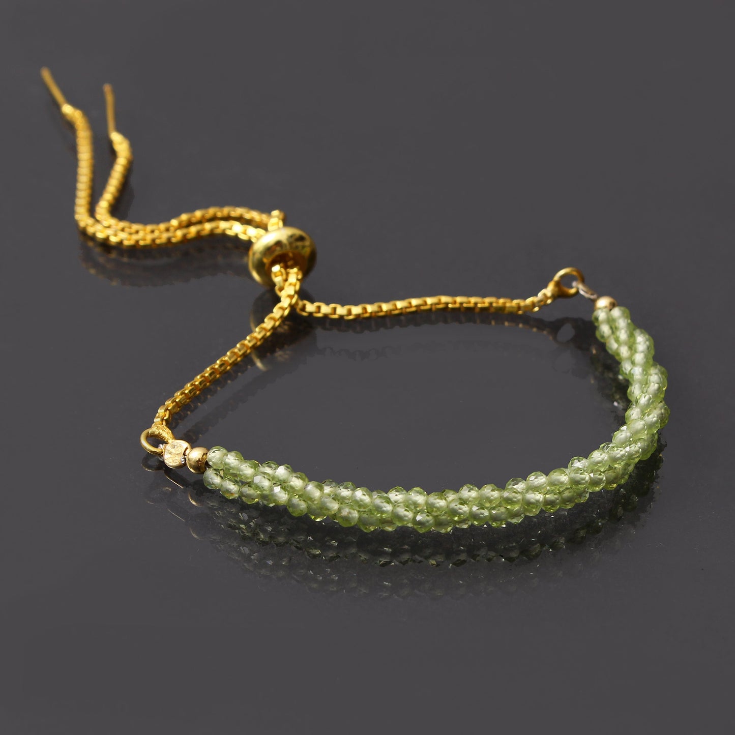 Peridot Twist Layer Silver Bracelet ( Bolo Chain) GemsRush