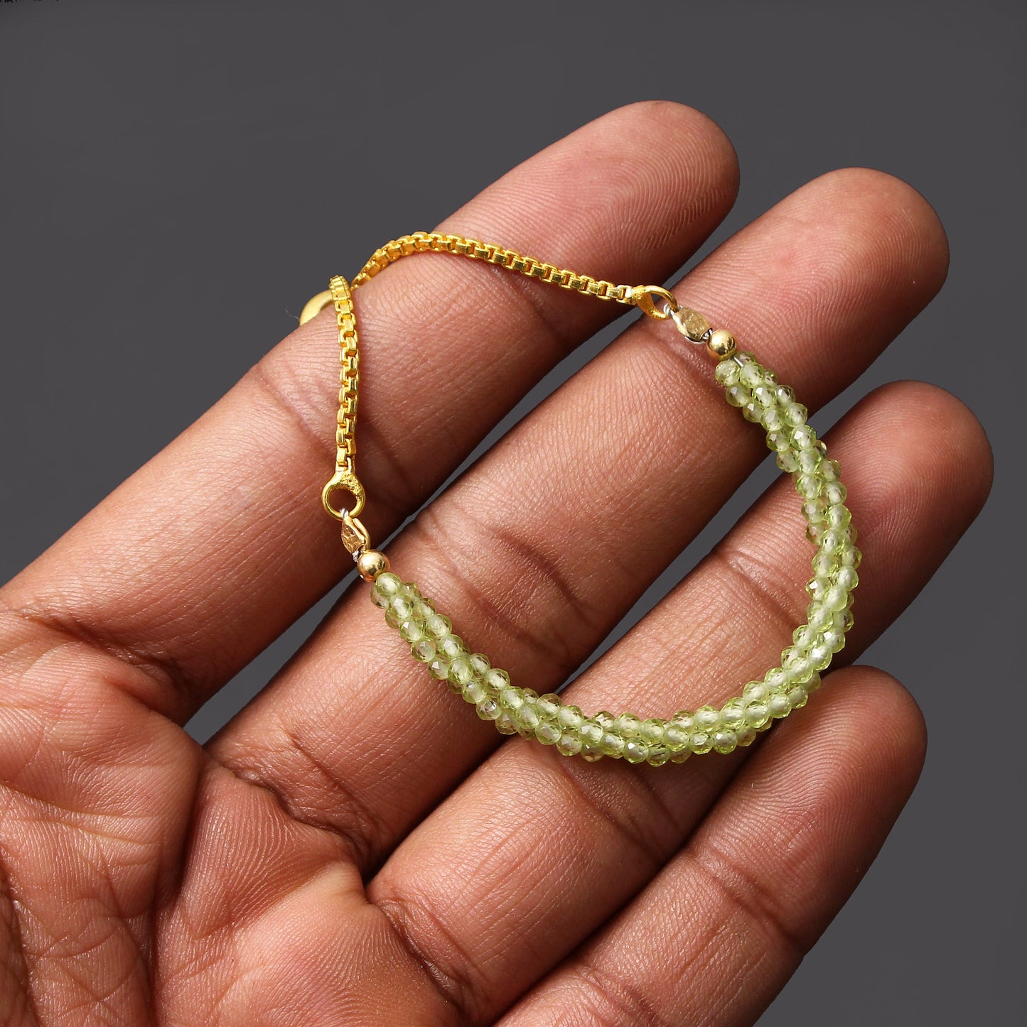 Peridot Twist Layer Silver Bracelet ( Bolo Chain) GemsRush
