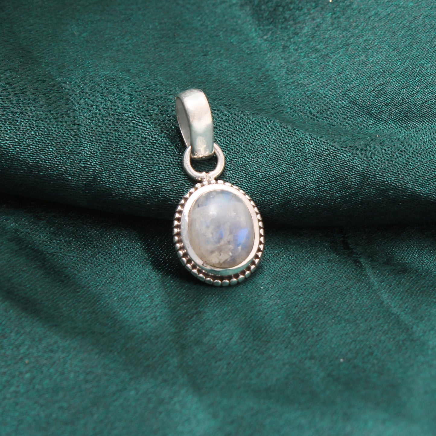 Rainbow Moonstone Boho Silver Pendant GemsRush