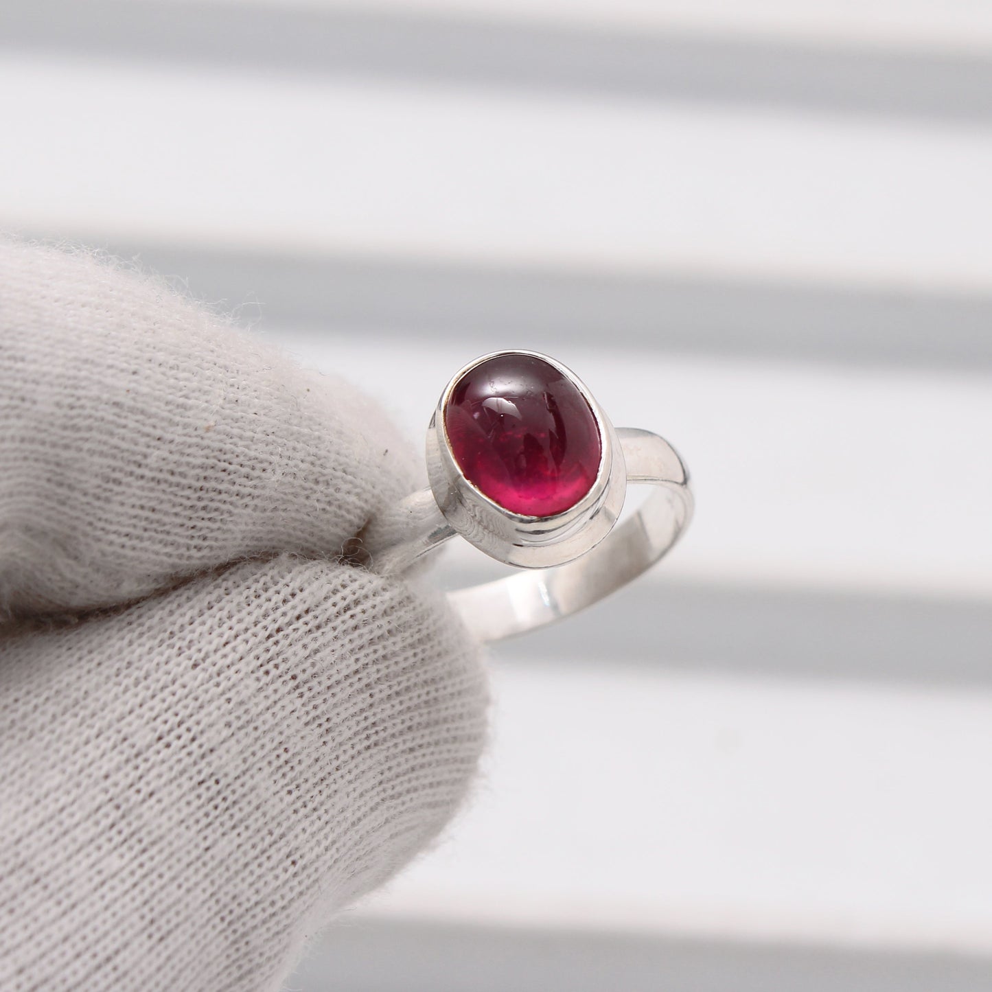 Red Ruby Silver Ring ( Valentines Day Gift ) GemsRush
