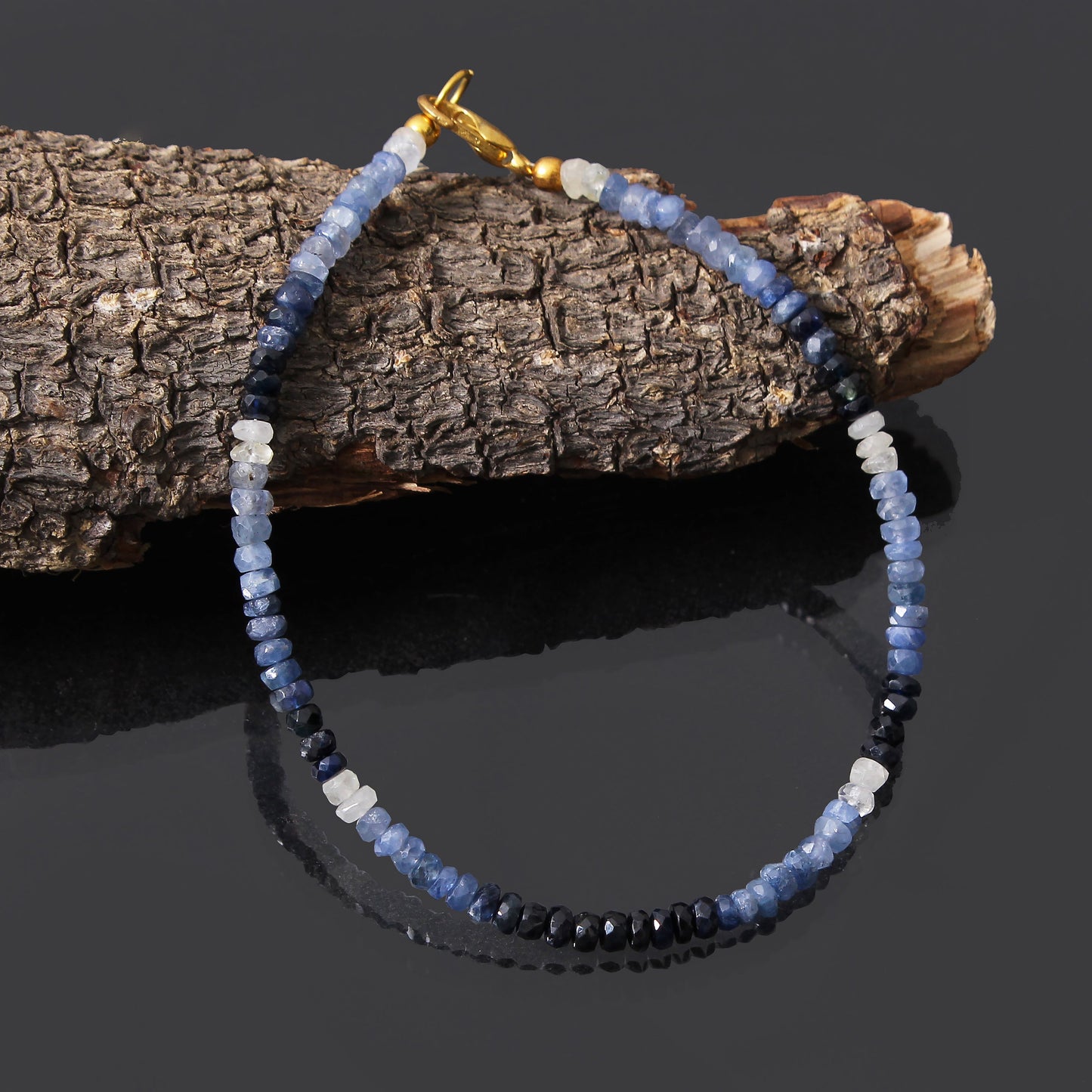 Shaded Blue Sapphire Beaded Bracelet/September birthstone /Blue Sapphire Unique Design Bracelet. GemsRush