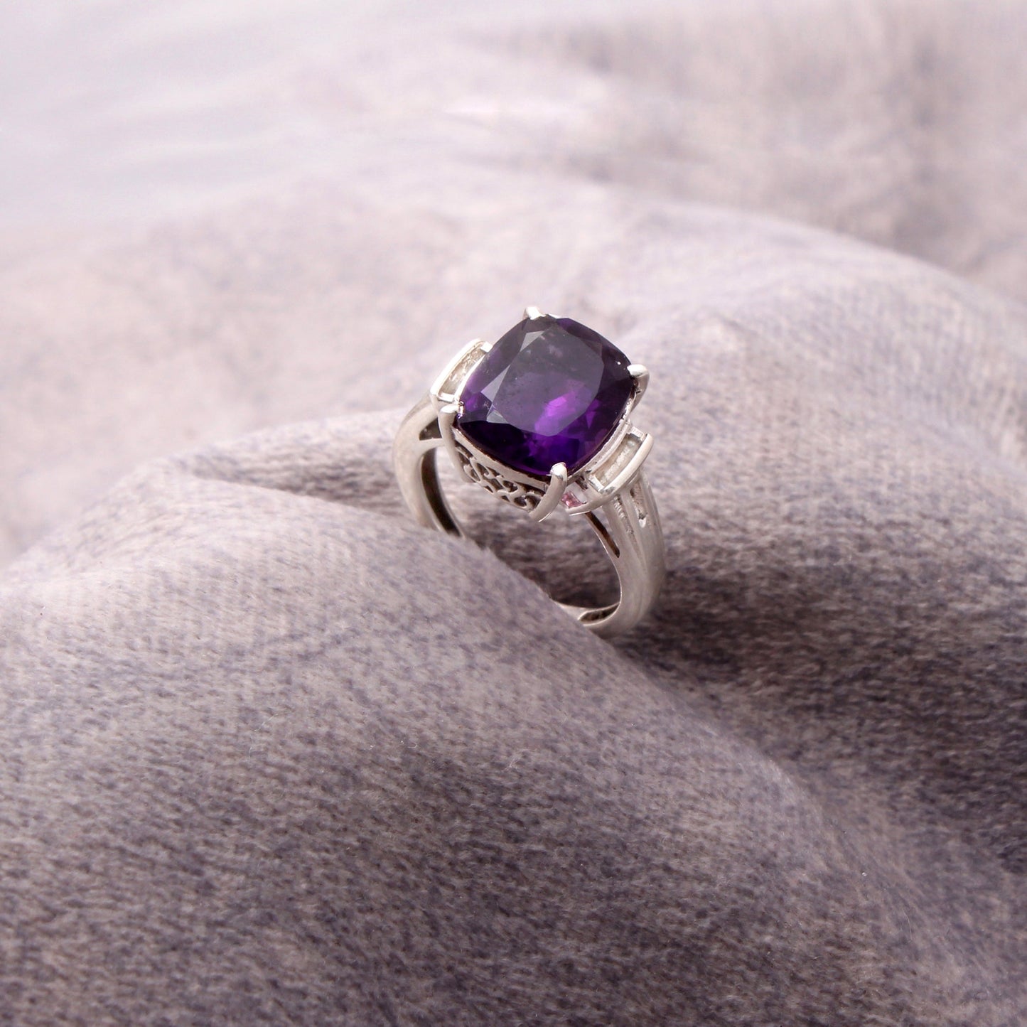 Smoky, Amethyst Gemstone Silver Ring GemsRush