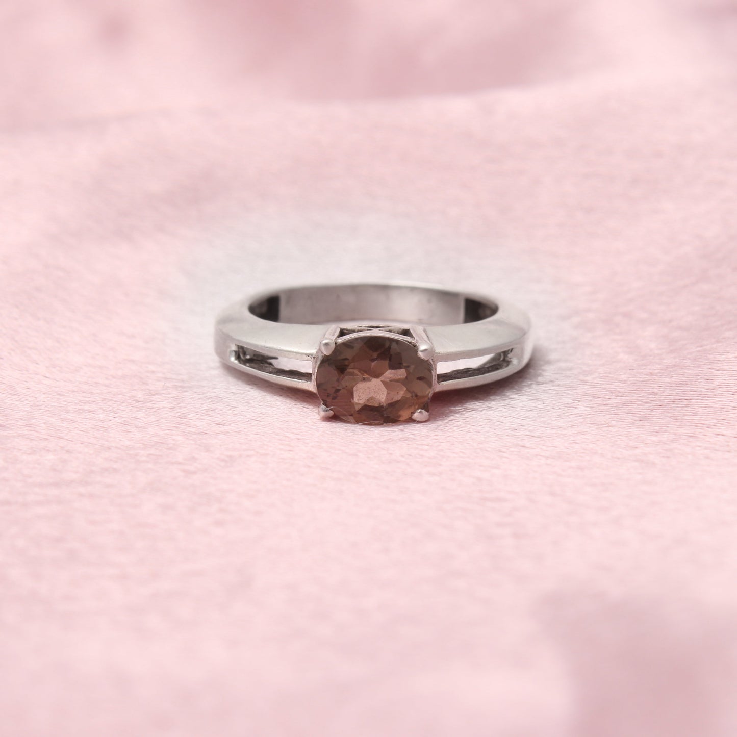 Smoky Quartz Stackable Silver Ring GemsRush