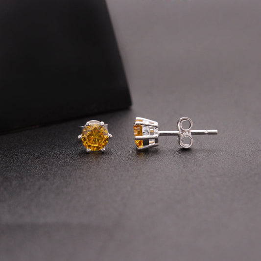 Valentines Day Gift Yellow CZ Stud Earring GemsRush