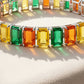 Vibrant Citrine, Green Aventurine & Carnelian Gemstone Link Bracelet – Natural Multi-Stone Sterling Silver Statement Bracelet