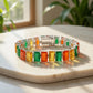 Vibrant Citrine, Green Aventurine & Carnelian Gemstone Link Bracelet – Natural Multi-Stone Sterling Silver Statement Bracelet