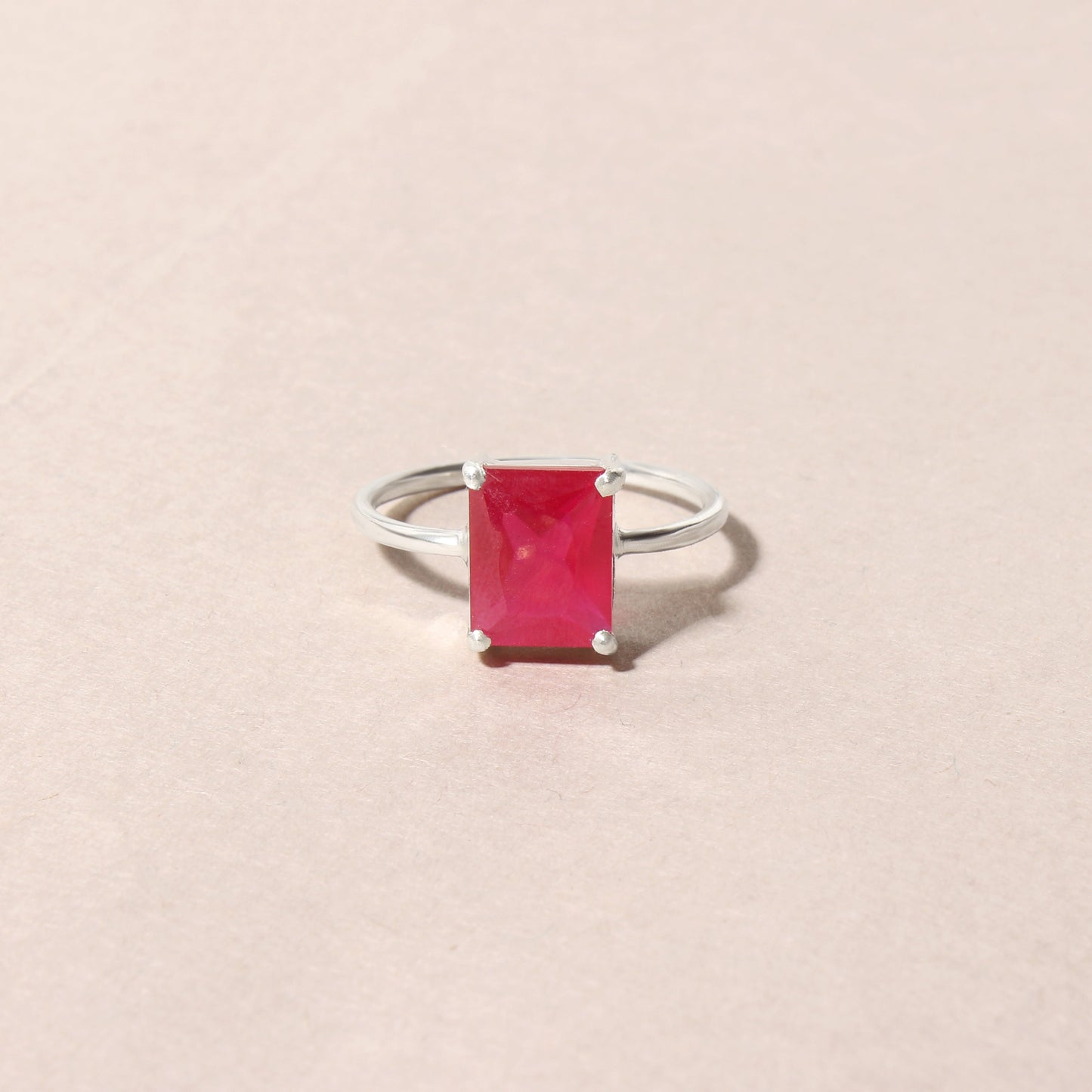 925 Sterling Silver Ruby Quartz Gemstone Ring | Elegant Red Stone Statement Jewelry for Women | Handmade Fine Silver Ring | July Birthstone Gift