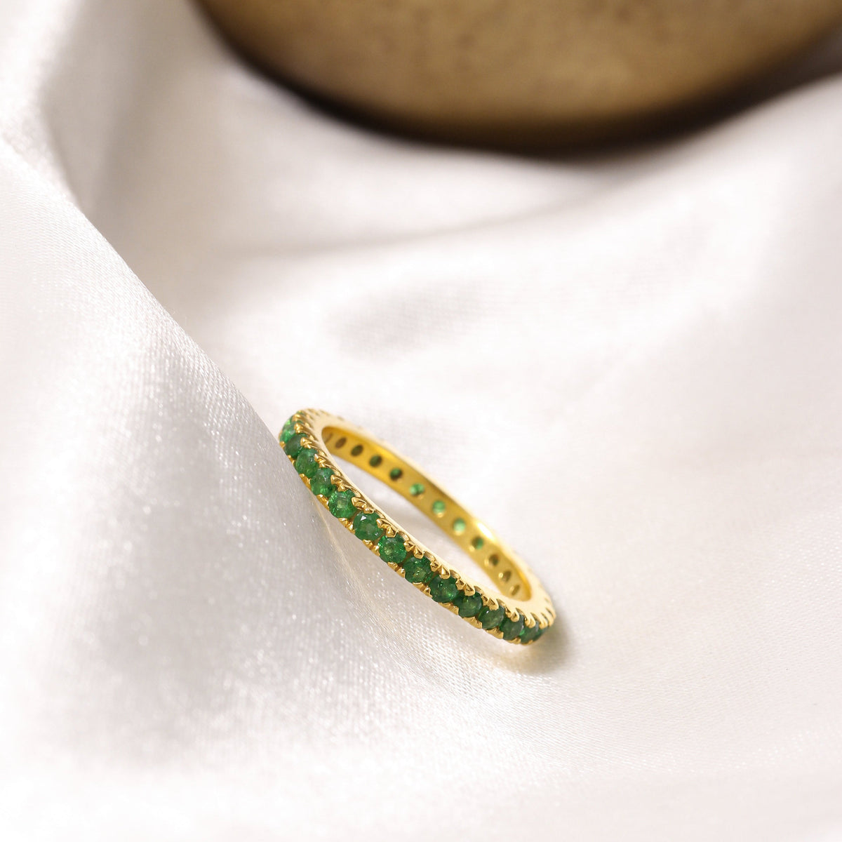 925 Sterling Silver Natural Chrome Diopside Eternity Band Ring – Heart-Centered Healing