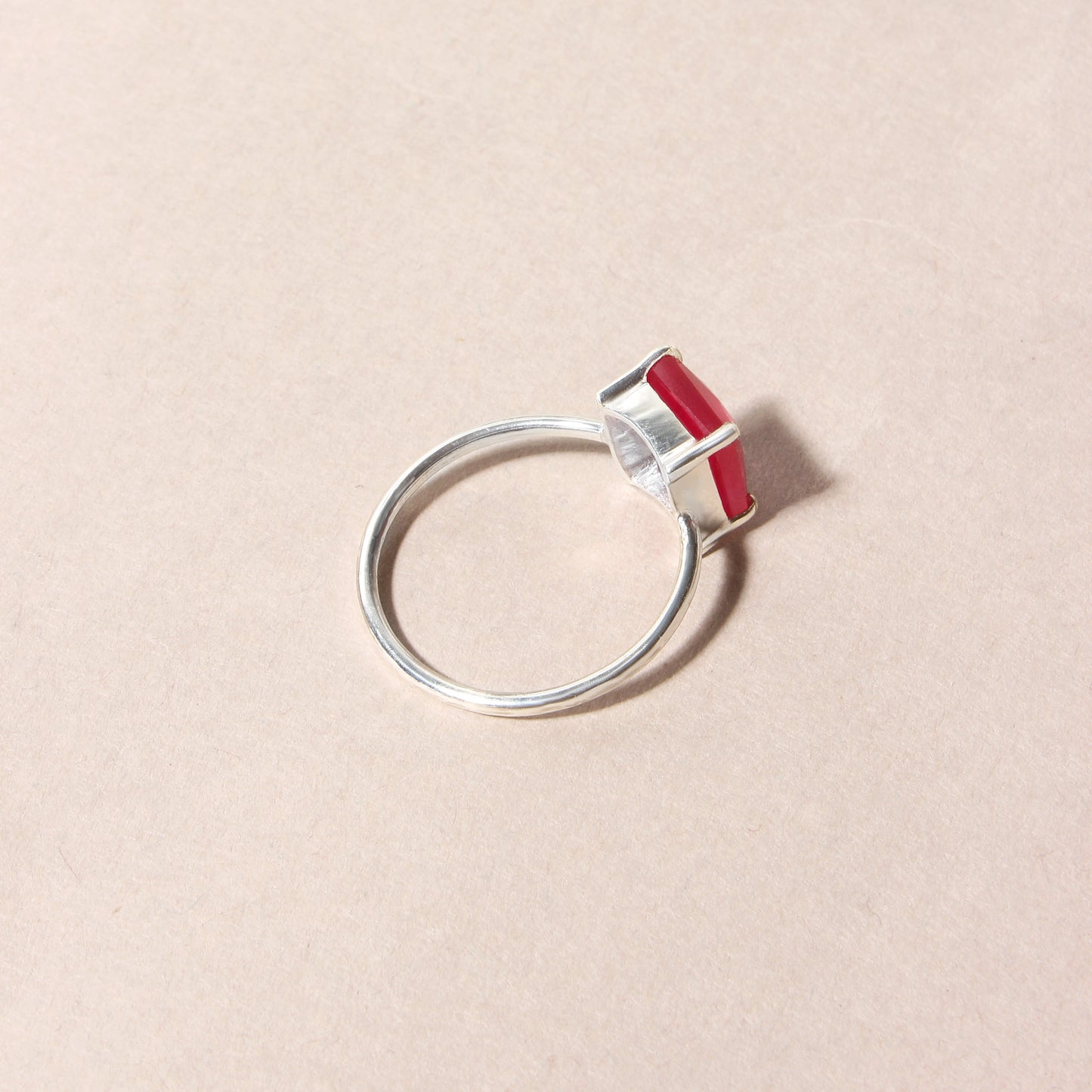 925 Sterling Silver Ruby Quartz Gemstone Ring | Elegant Red Stone Statement Jewelry for Women | Handmade Fine Silver Ring | July Birthstone Gift