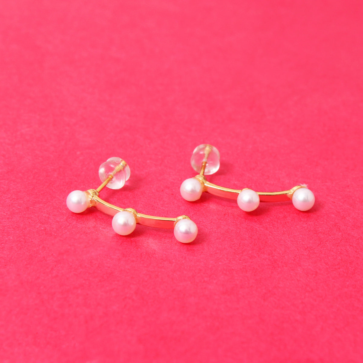 Elevate Your Style – Natural Pearl Linear Bar Earrings in 925 Sterling Silver with Gold Plating