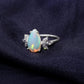 Natural Ethiopian Opal Pear Shape Ring with Marquise Accent Stones – 925 Sterling Silver Fire Opal Statement Ring for Women
