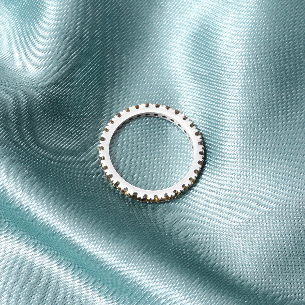 Golden Glow Natural Citrine Eternity Band Ring – Natural Gemstone Sparkle