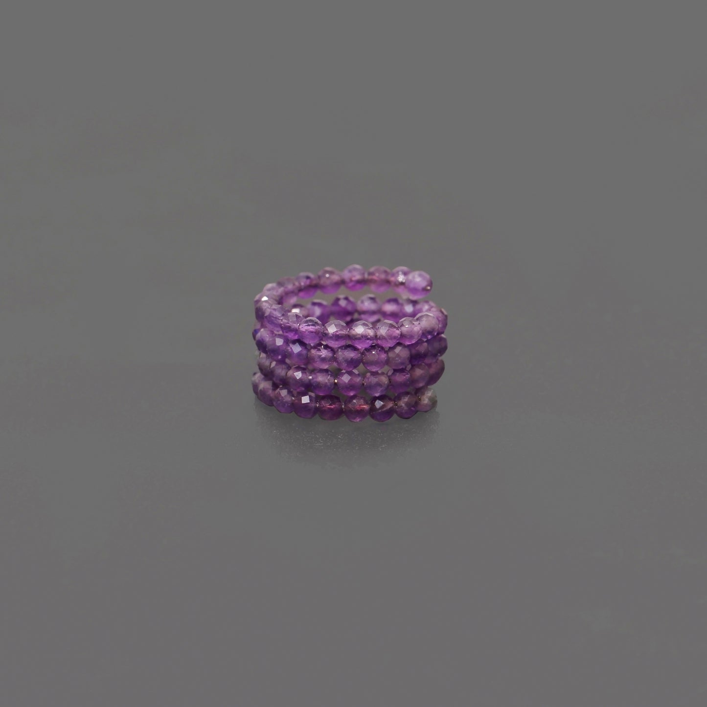 Amethyst Engagement Gemstone Beaded Ring - Timeless Beauty