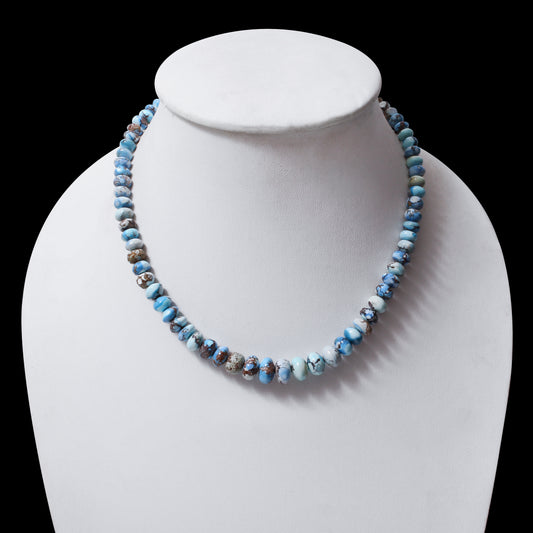 Natural AAA Golden Hills Turquoise Rondelle Beads Necklace - Top View, No Clasp showing