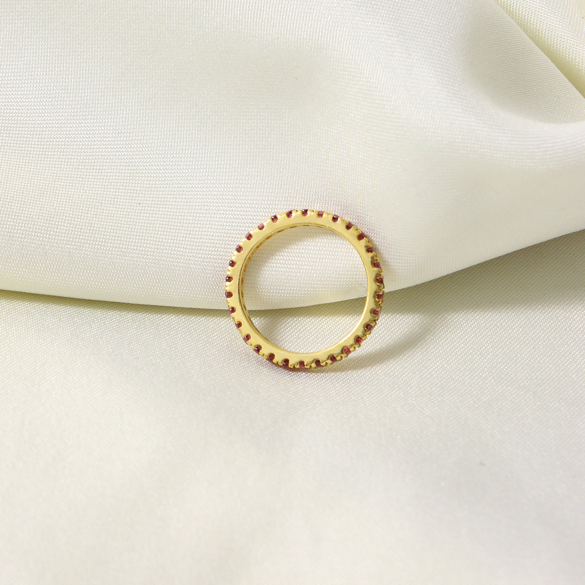 Natural Purple Garnet Eternity Band – 925 Sterling Silver Stacking Ring