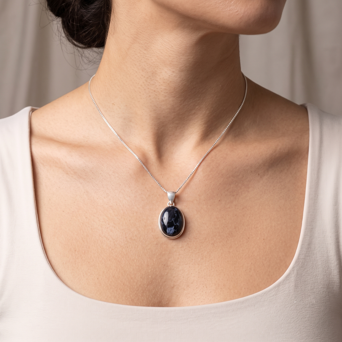 Natural Pietersite Smooth Oval Gemstone Pendant – Protection, Grounding & Inner Strength