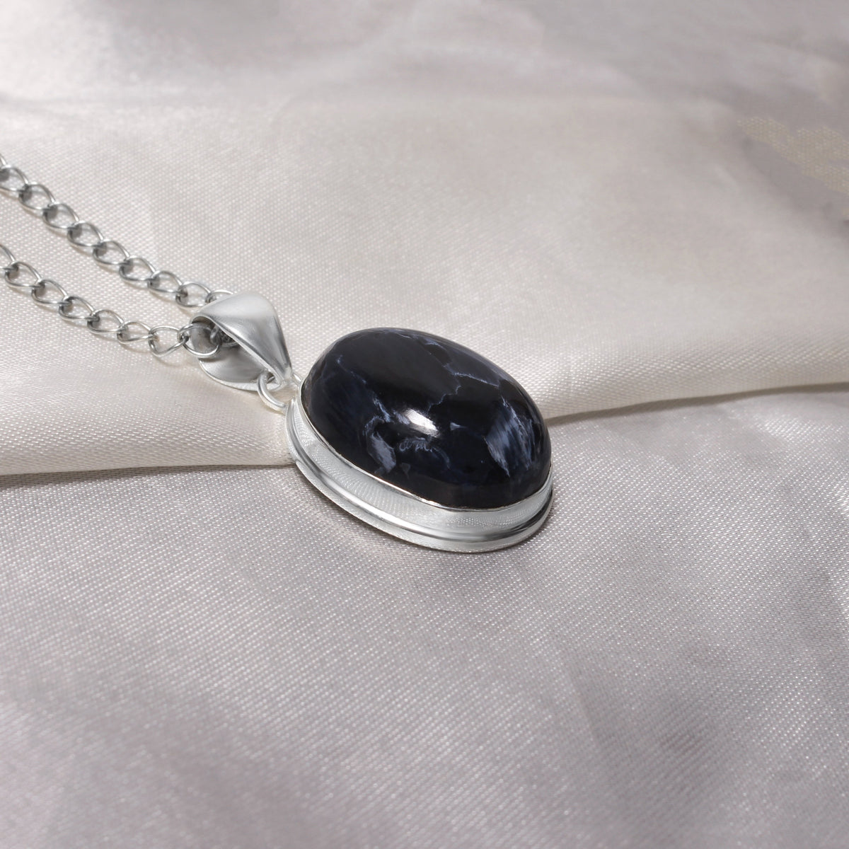 Natural Pietersite Smooth Oval Gemstone Pendant – Protection, Grounding & Inner Strength
