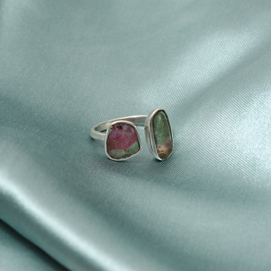 Natural Bio Water Malon Tourmaline Gemstone Ring – Balance, Creativity & Vibrant Style