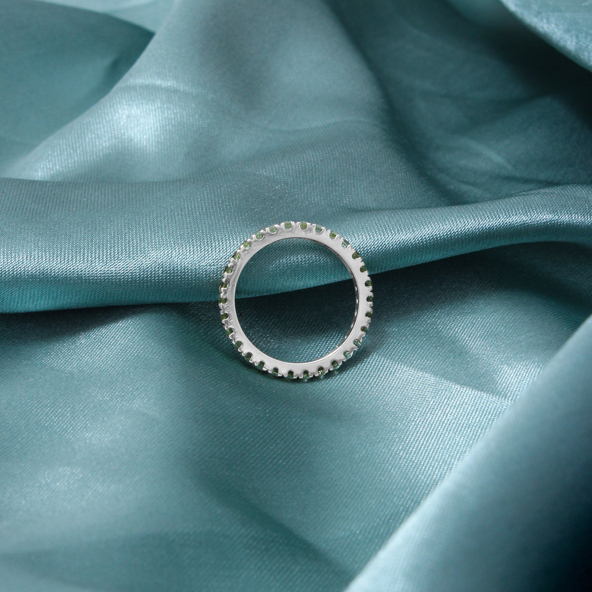 Natural Green Peridot Eternity Band – Sterling Silver Stackable Ring