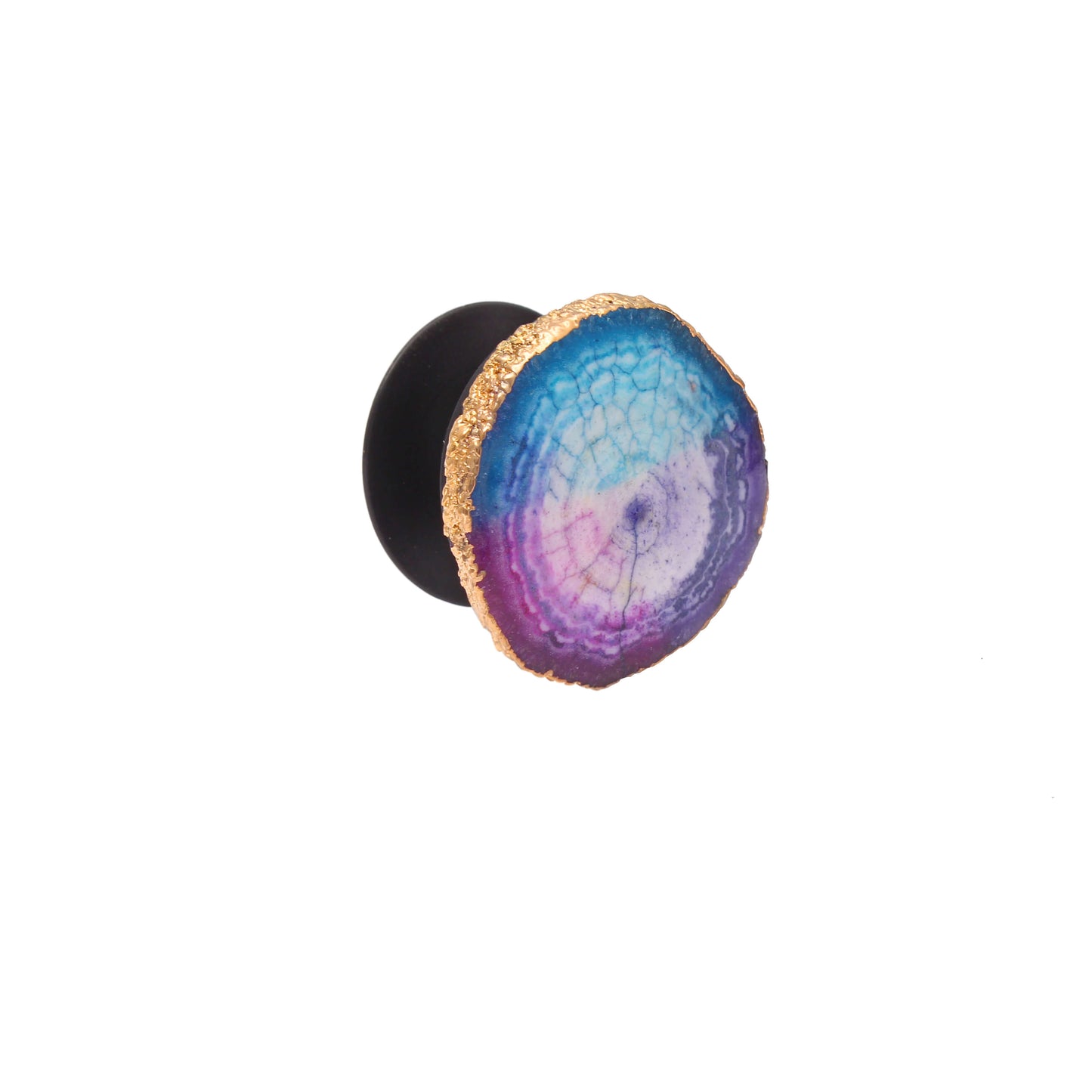 Rainbow Druzy Pop Socket Mobile Holder with Gold Plated Edges - Unique and Stylish Phone Grip