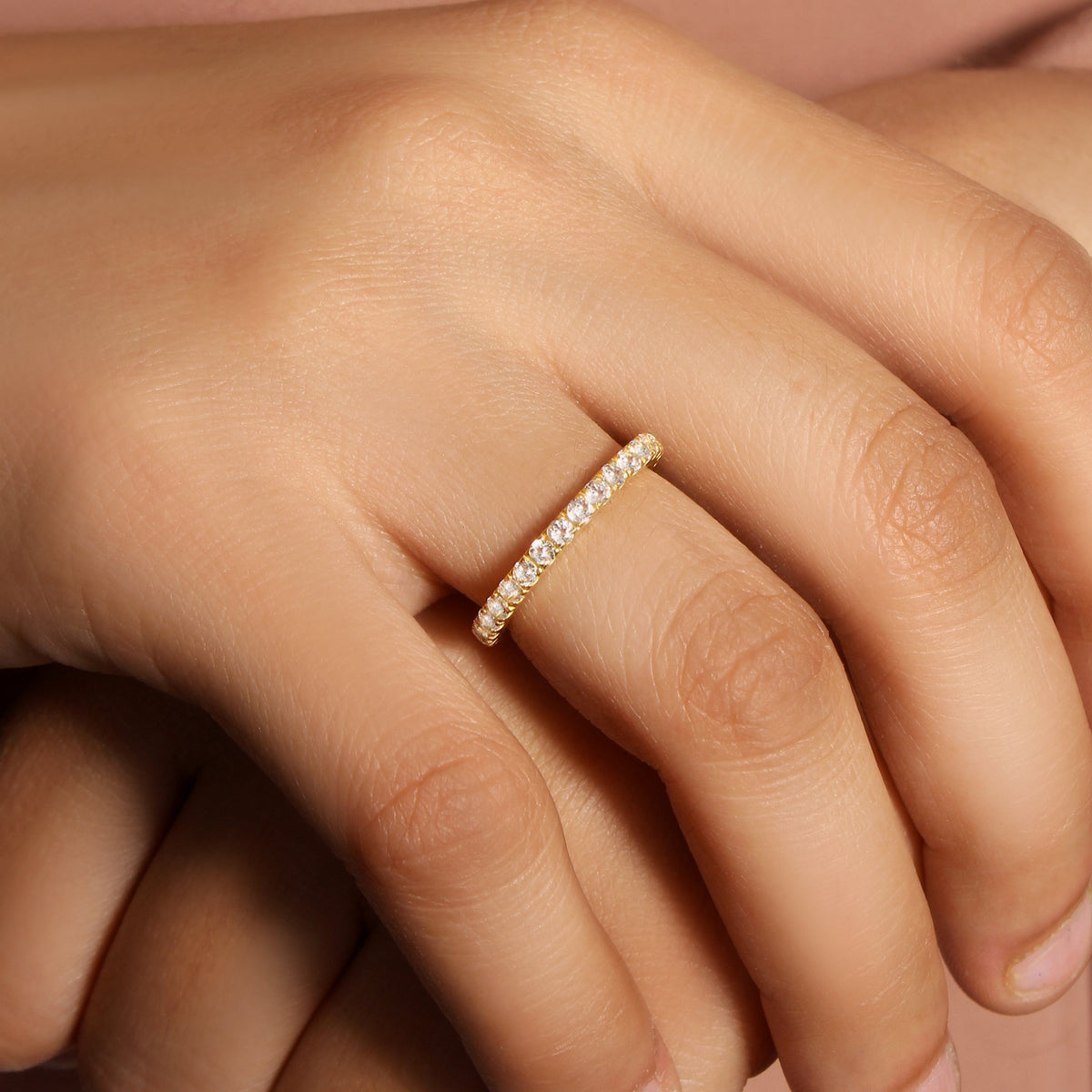 Natural White Topaz Eternity Ring – Sterling Silver for Timeless Elegance