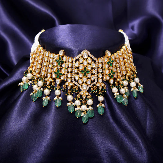 Faux Emerald & simulated Diamond Jewelry Set with Faux Pearls: Affordable Luxury for Every Occasion
