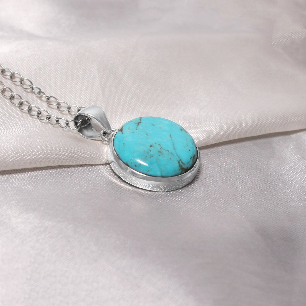Natural Turquoise Smooth Round Gemstone Pendant – Calming Protection & Positive Energy