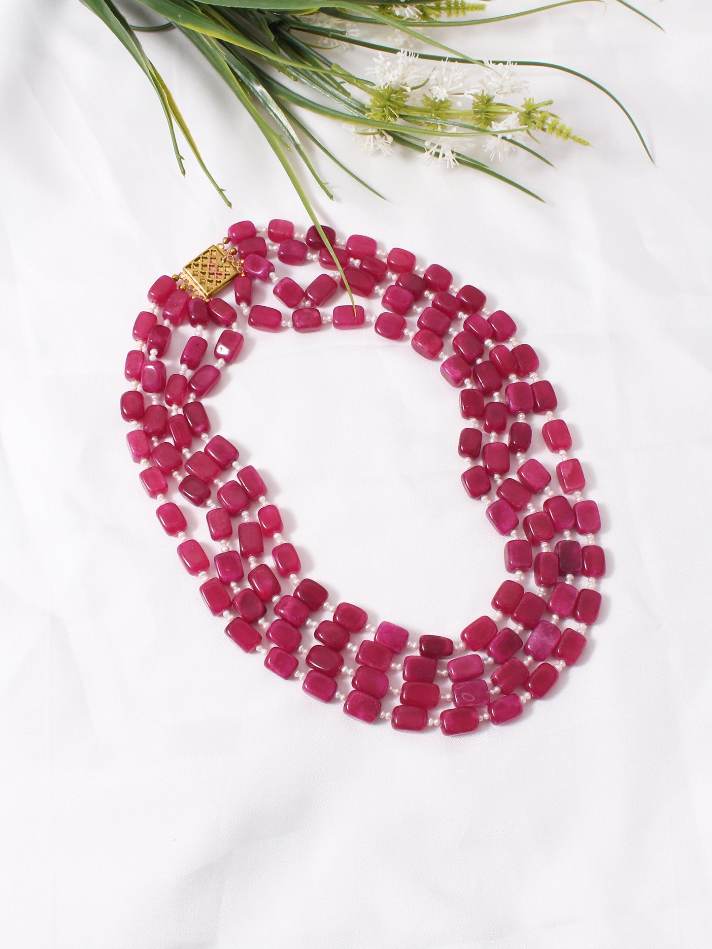 Pink Quartz and Pearl Statement Necklace