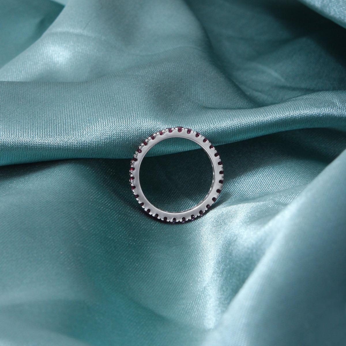 Natural Purple Garnet Eternity Band – 925 Sterling Silver Stacking Ring