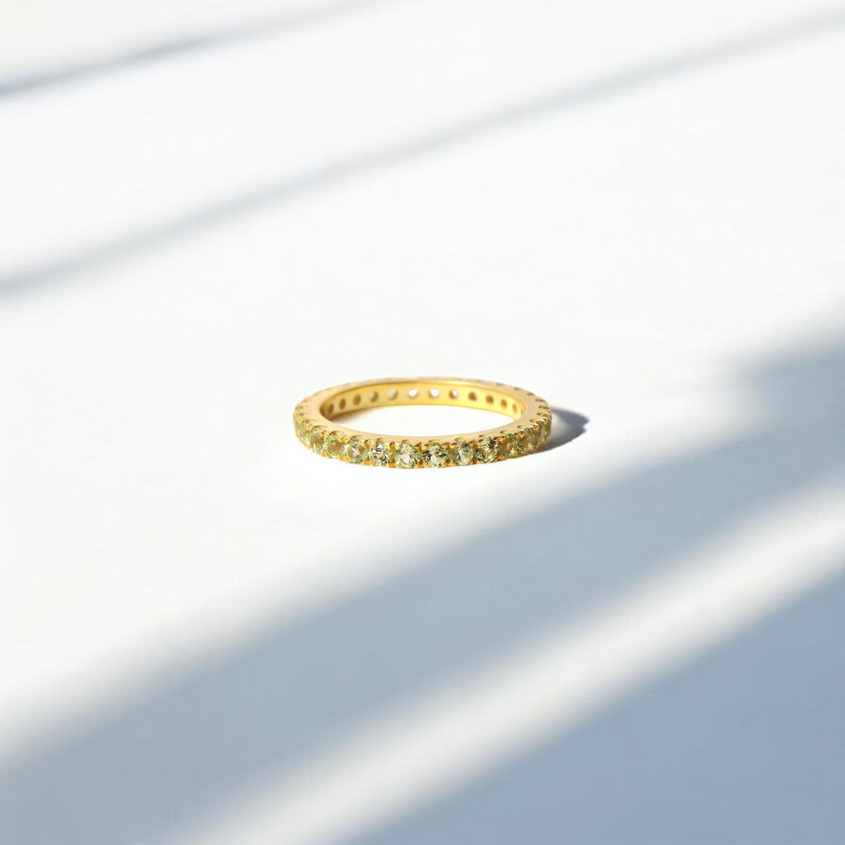 Natural Green Peridot Eternity Band – Sterling Silver Stackable Ring