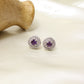 925 Sterling Silver Natural Amethyst Halo Stud Earrings | Purple Gemstone February Birthstone Jewelry for Women