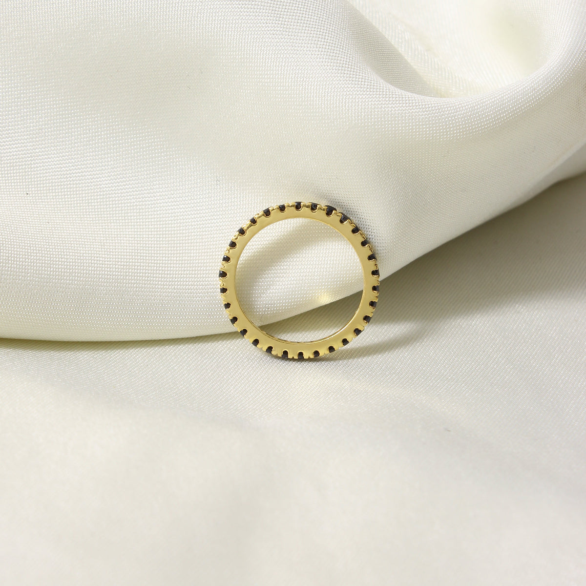 Natural Black Spinel Eternity Ring – 925 Sterling Silver Stacking Band