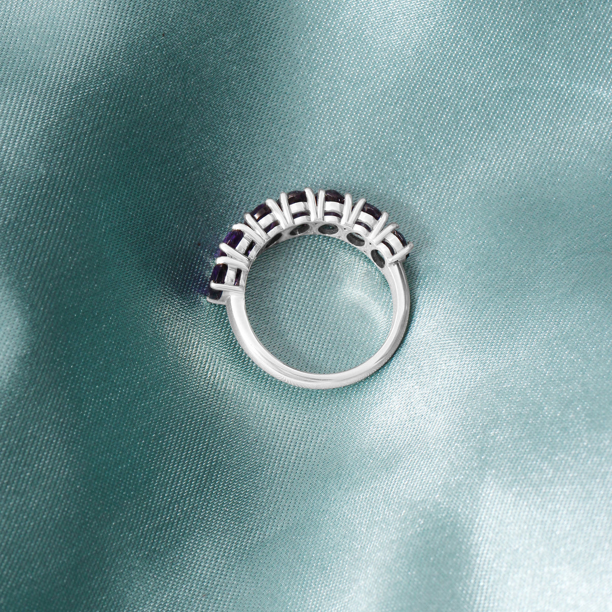 925 Sterling Silver Natural Amethyst Half Eternity Ring – Calm, Clarity & Inner Strength