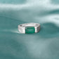 925 Sterling Silver Natural Emerald Men’s Ring – Rectangular Green Emerald Sterling Silver Statement Ring