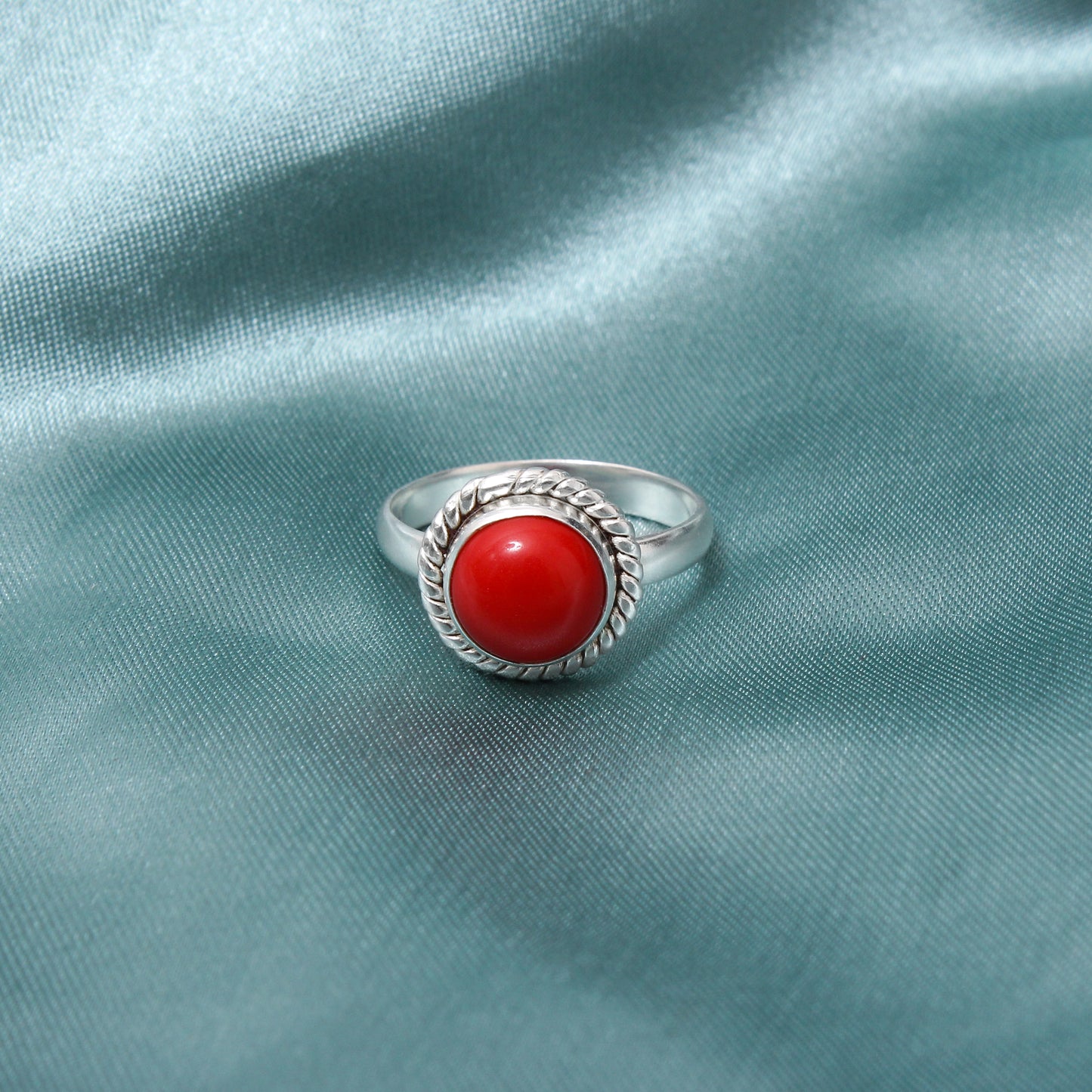 925 Sterling Silver Natural Red Coral Ring | Moonga Gemstone Ring for Women | Handmade Statement Jewelry