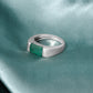 925 Sterling Silver Natural Emerald Men’s Ring – Rectangular Green Emerald Sterling Silver Statement Ring