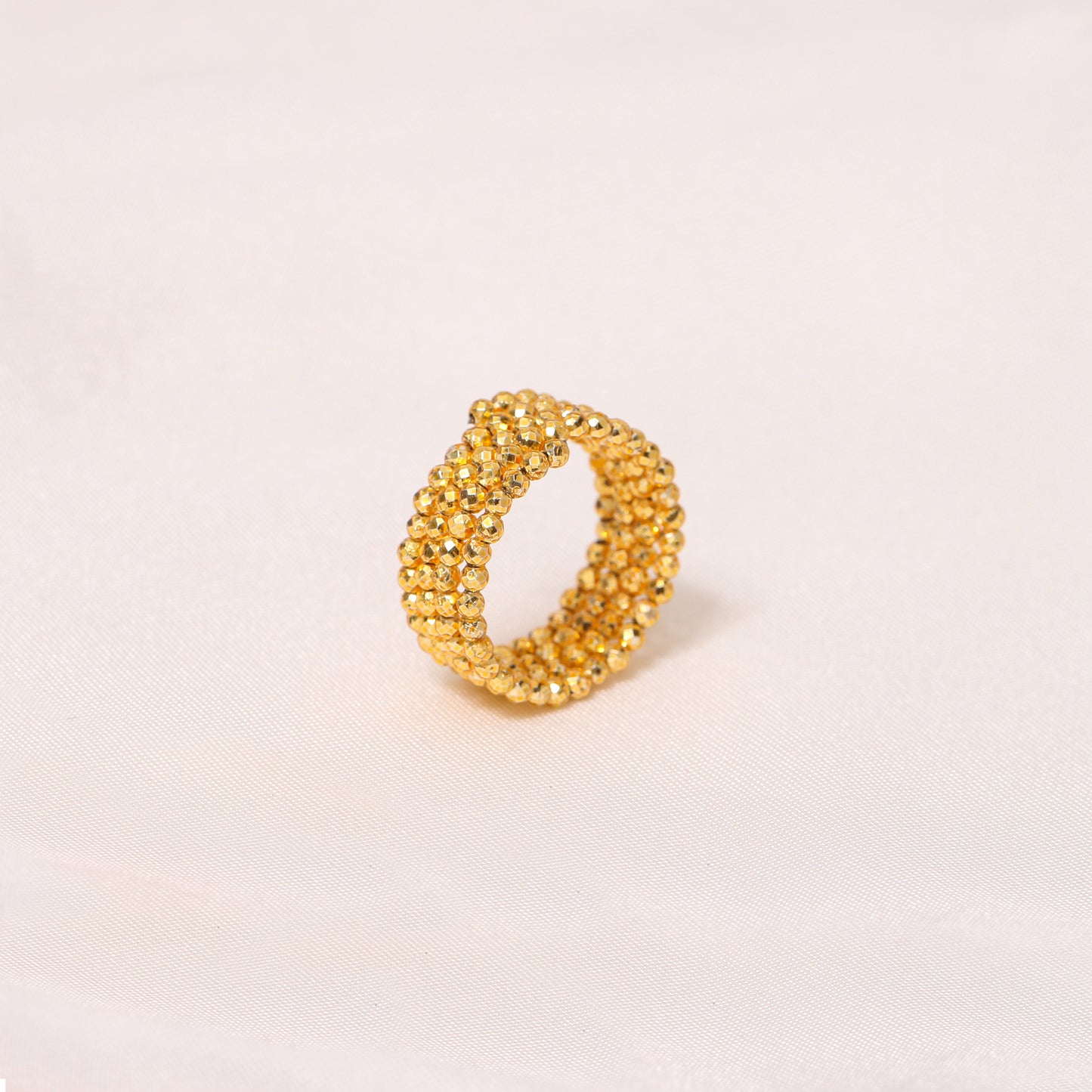 Golden Pyrite Gemstone Ring - Modern Design