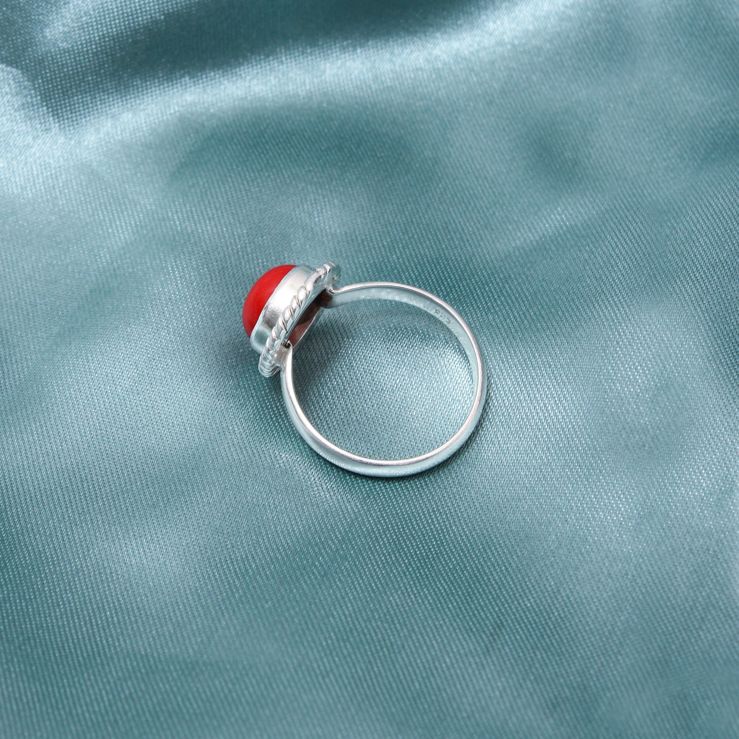 925 Sterling Silver Natural Red Coral Ring | Moonga Gemstone Ring for Women | Handmade Statement Jewelry