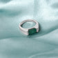 925 Sterling Silver Natural Emerald Men’s Ring – Rectangular Green Emerald Sterling Silver Statement Ring