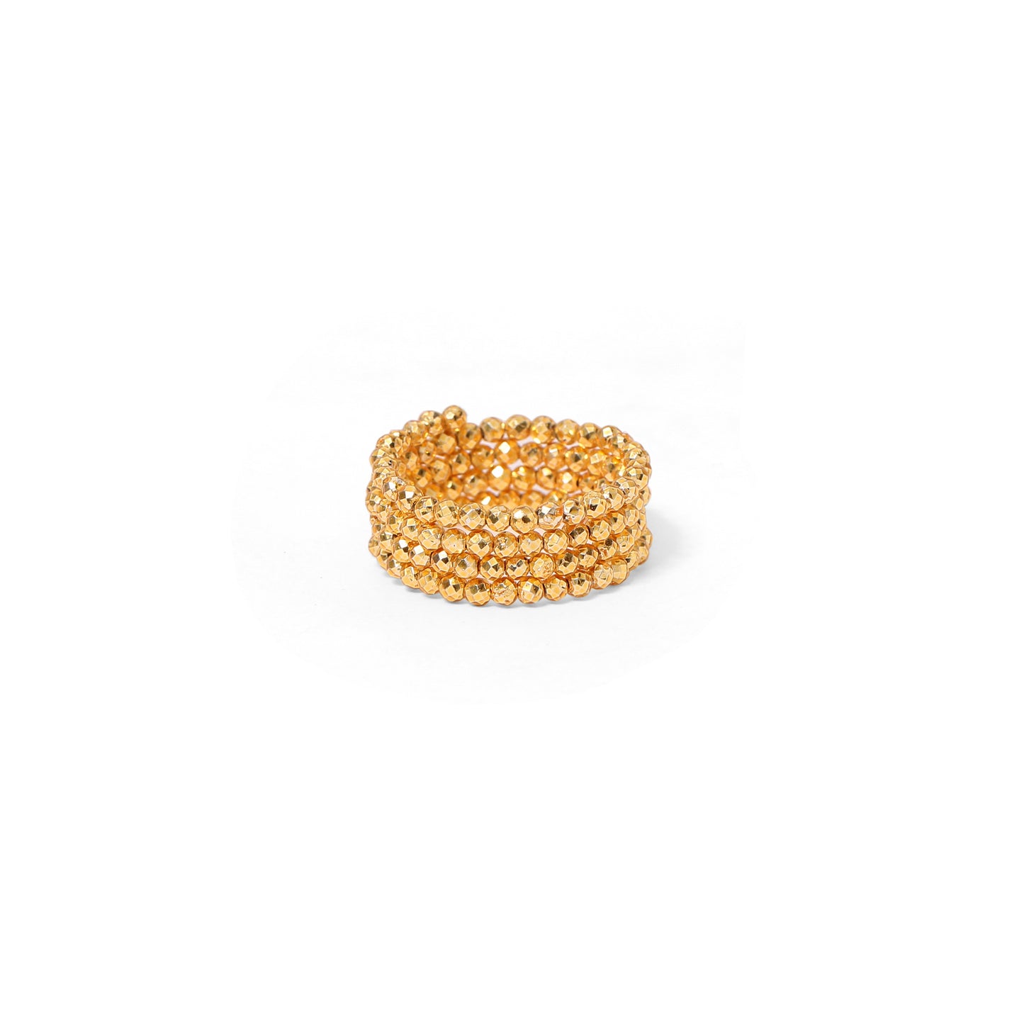 Golden Pyrite Gemstone Ring - Modern Design