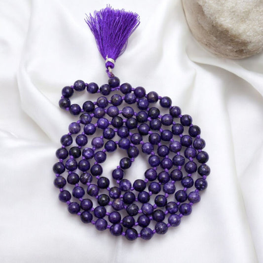 Handcrafted Charoite Gemstone Japa Mala – Elevate Your Spiritual Practice with Healing Energy