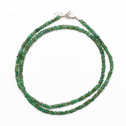 Faceted Rondelle Emerald Beaded Necklace