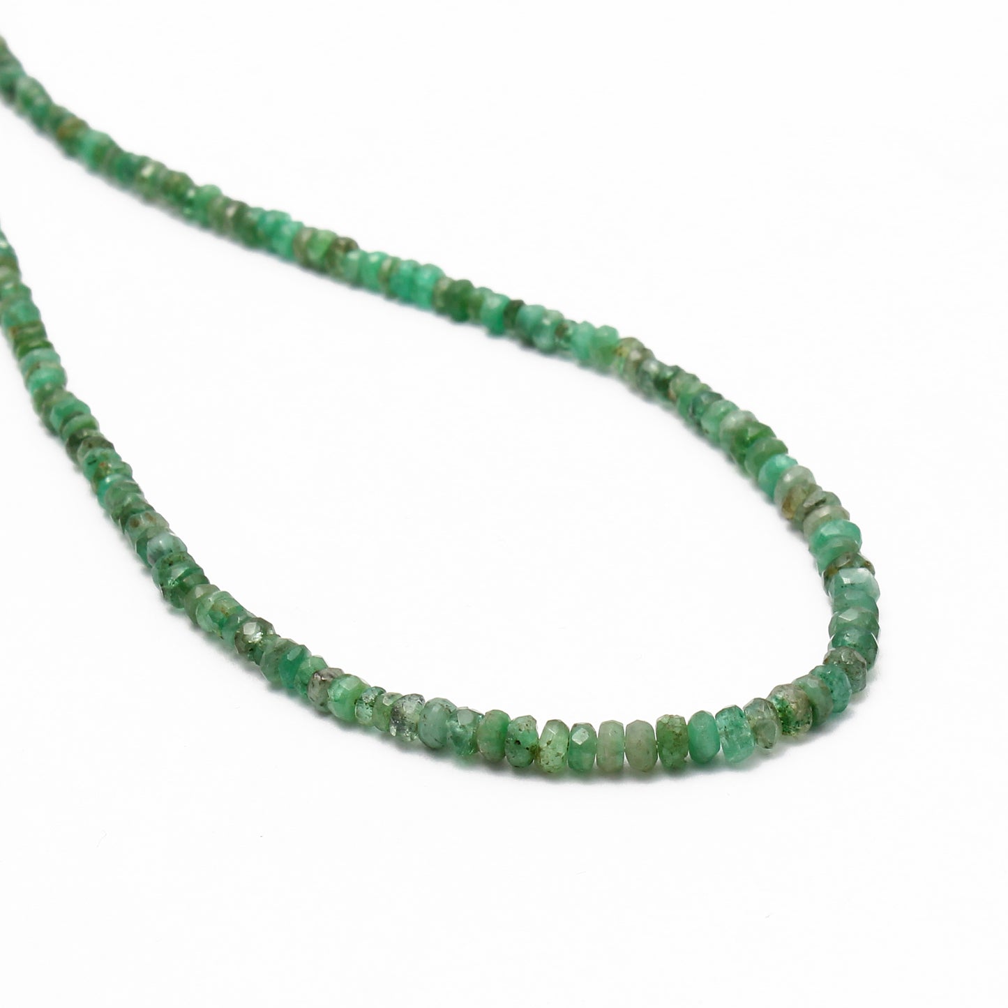 Faceted Rondelle Emerald Beaded Necklace Birthstone Jewelry 
