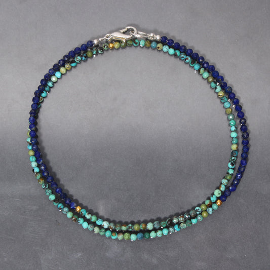 Layered Turquoise and Lapis Gem Necklace
