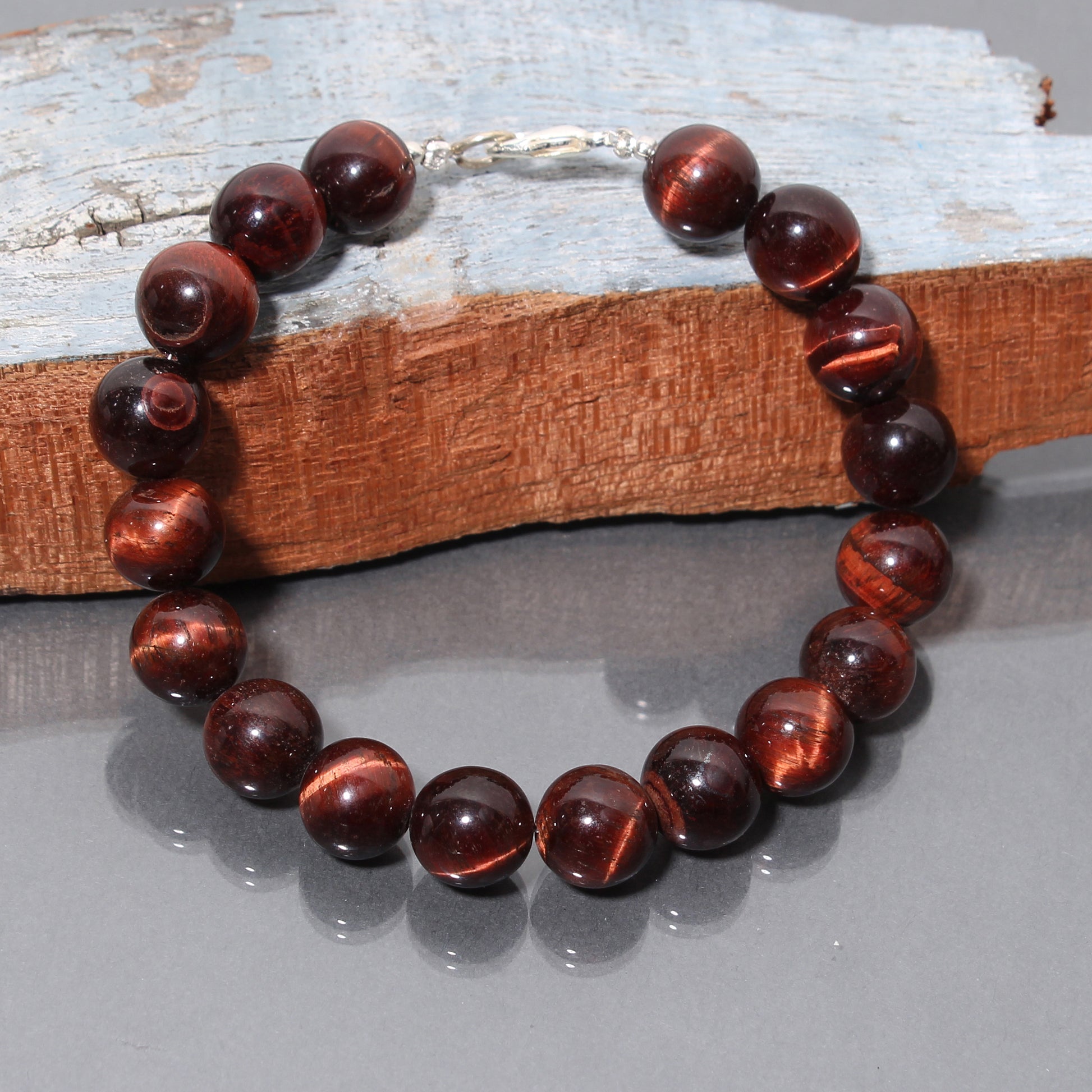 red tiger eye round beads gemstone bracelet 10mm