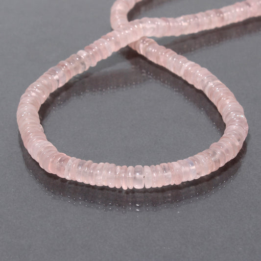 Natural Rose Quartz Smooth Round Tyre Beaded Necklace