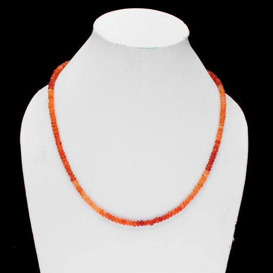 Mexican Fire Opal Necklace Natural Gemstone Beaded Necklace with Silver Clasp