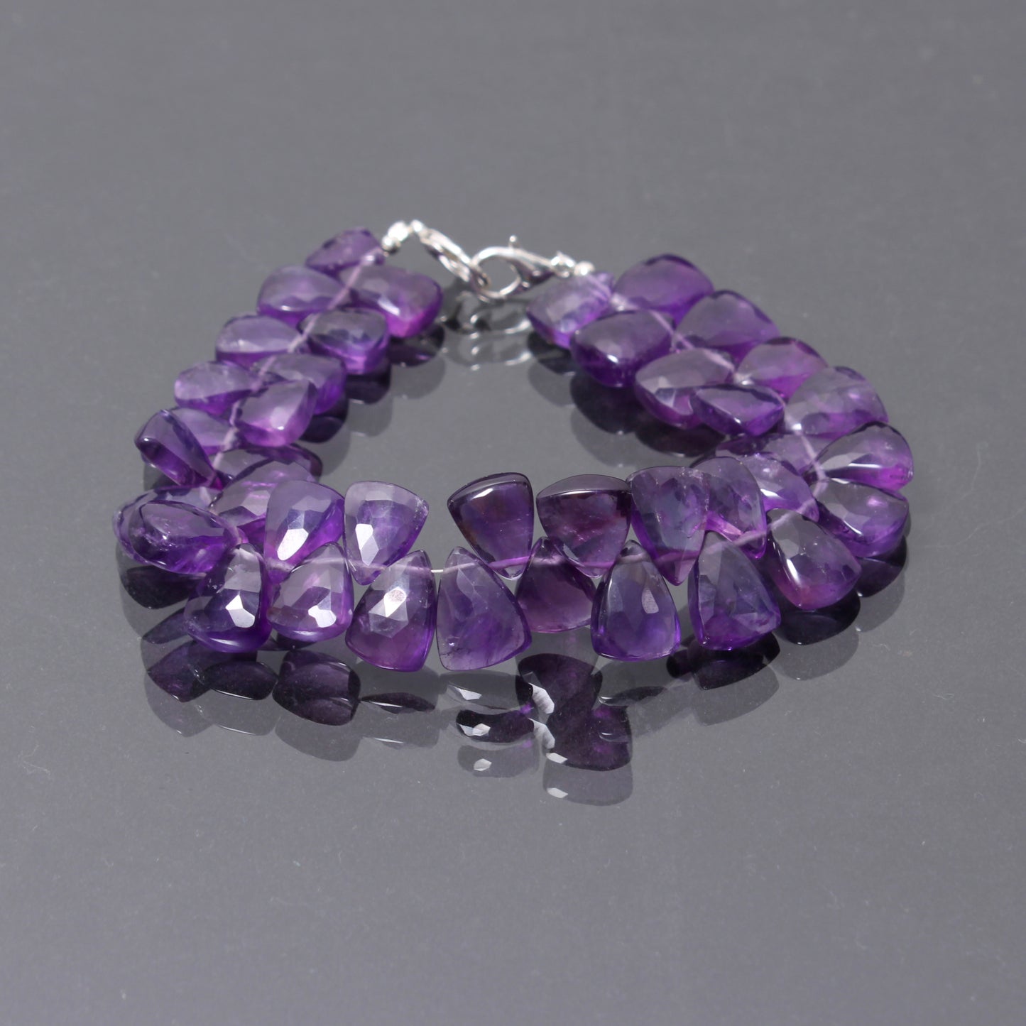 Natural Purple Amethyst Fancy Bracelet with silver lock